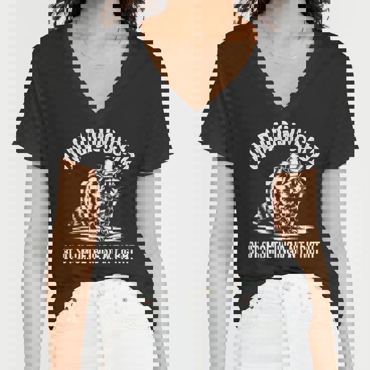 Raccoon V-Neck T-Shirt for Women - Quirky Cowboy Design - Humor Tee