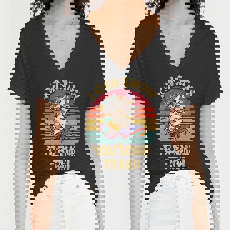 Raccoon Vintage V-Neck T-Shirt - Fun Trash for Women Lovers