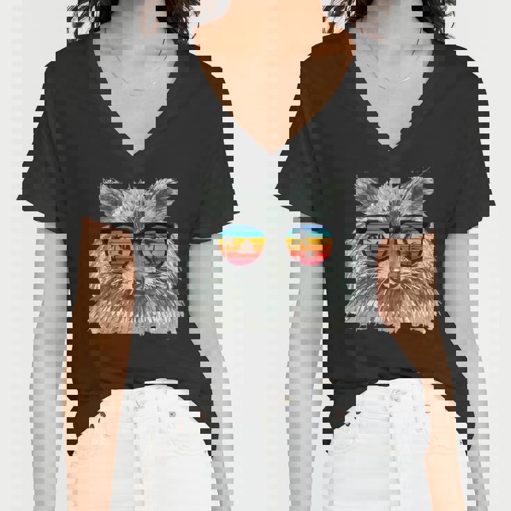 Retro Raccoon Sunglasses | Animal Lover V-Neck Women's T-Shirt