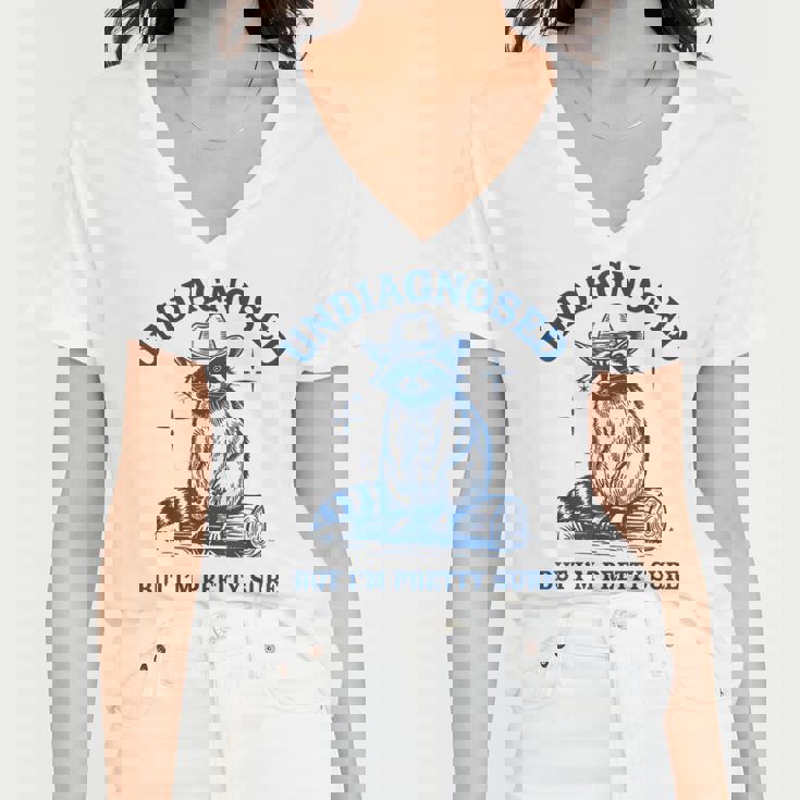 Cowboy Raccoon Meme Women's V-Neck T-Shirt | Humorous Design