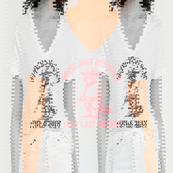 Cowboy Raccoon Women's V-Neck T-Shirt - Humorous Statement