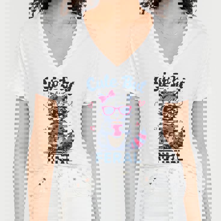Cute Raccoon V-Neck T-Shirt for Women - Funny Summer Style