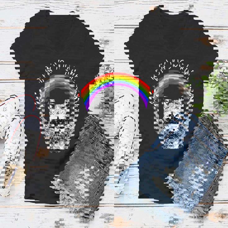 Raccoon LGBTQ Pride V-Neck - Rainbow Gay Women's Tee