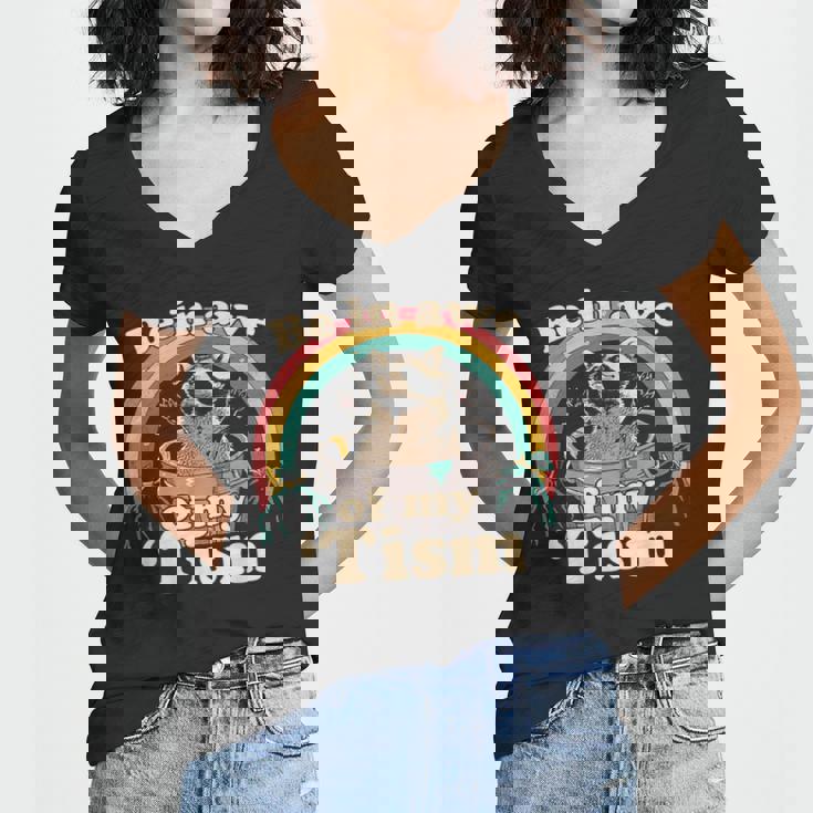 Autism Awareness Women's V-Neck T-Shirt - Raccoon Meme Design