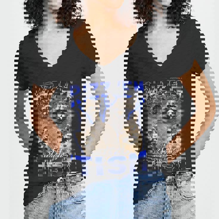 Autistic Raccoon Rizz V-Neck Tshirt - Women's Meme Style