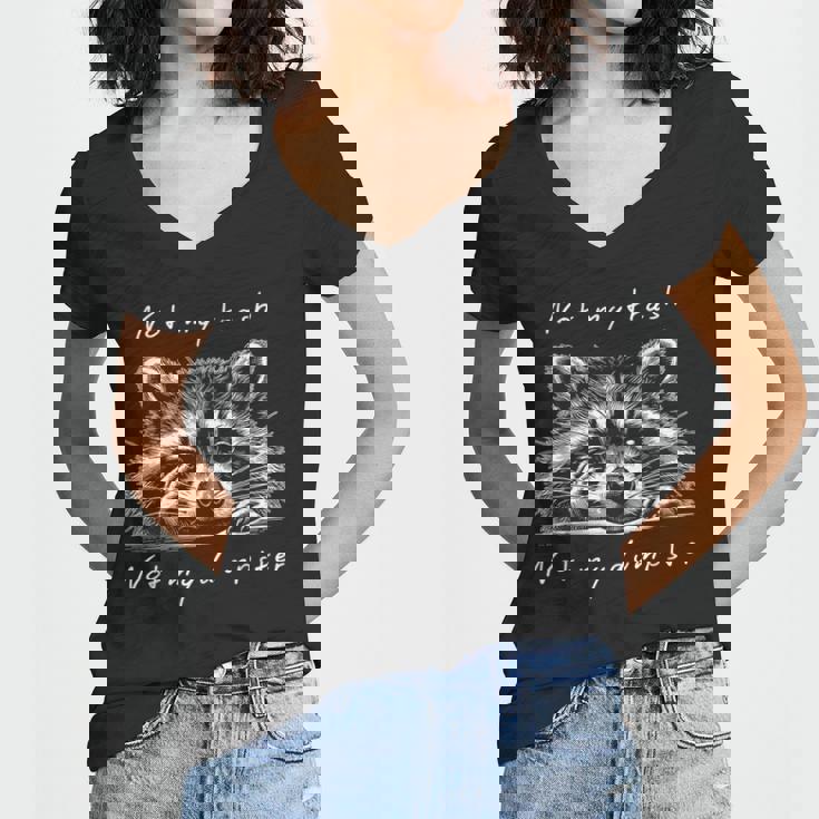 Cute Raccoon Women's V-Neck T-Shirt | Whimsical Wildlife Style