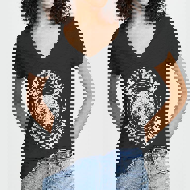 Gothic Raccoon V-Neck T-Shirt - Quirky Style for Edgy Women
