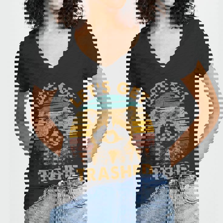 Raccoon Lovers Let's Get Trashed V-Neck T-Shirt - Women's Small