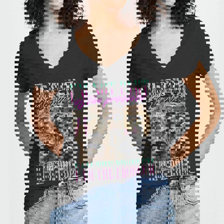Raccoon Meme Bootleg Women's V-Neck T-Shirt - Fun & Quirky