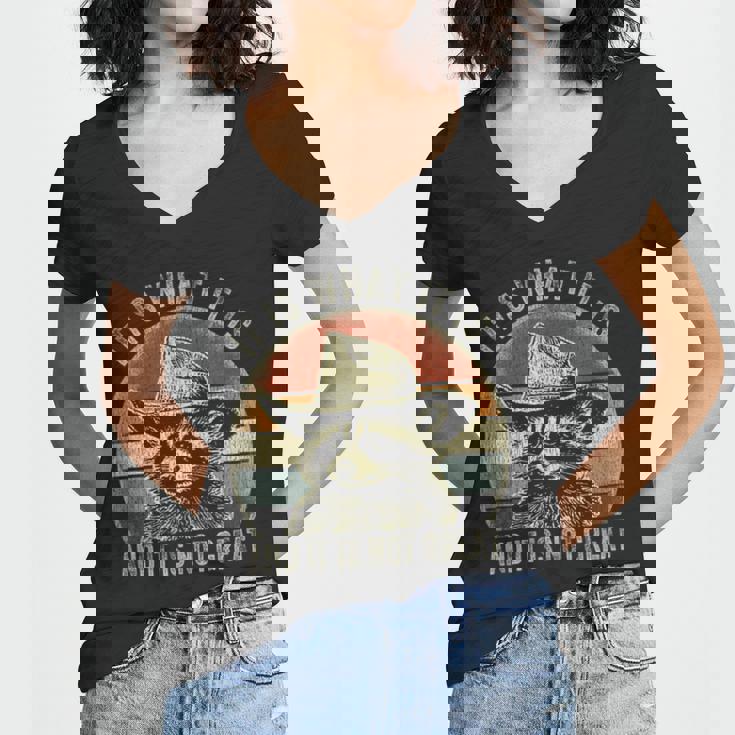Raccoon Trash Panda Women's V-Neck T-Shirt - Playful Attitude Twist