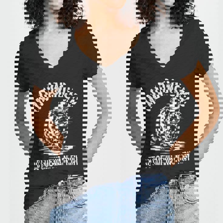 Raccoon V-Neck T-Shirt for Women - Quirky Cowboy Design - Humor Tee