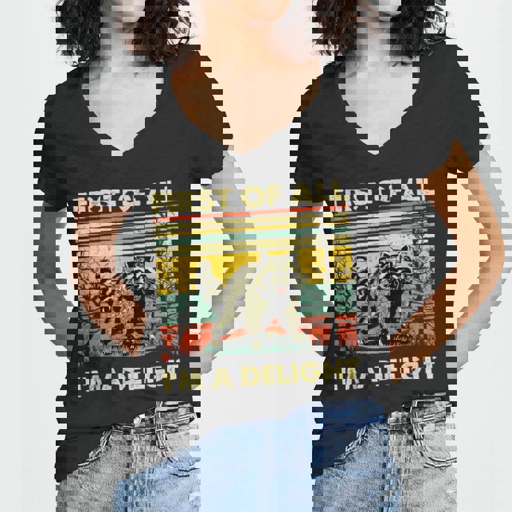 Retro Angry Raccoon Women's V-Neck T-Shirt - Playful Statement