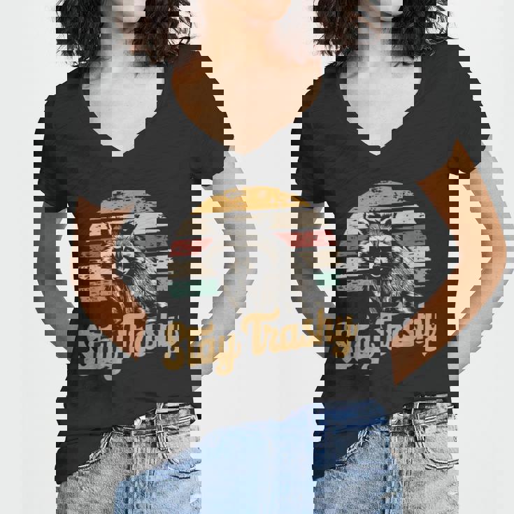 Stay Trashy Opossum & Raccoon Meme Women's V-Neck T-Shirt - Fun