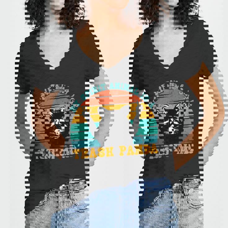 Trash Panda Raccoon Women's V-Neck Tee - Fun Spirit Animal Design