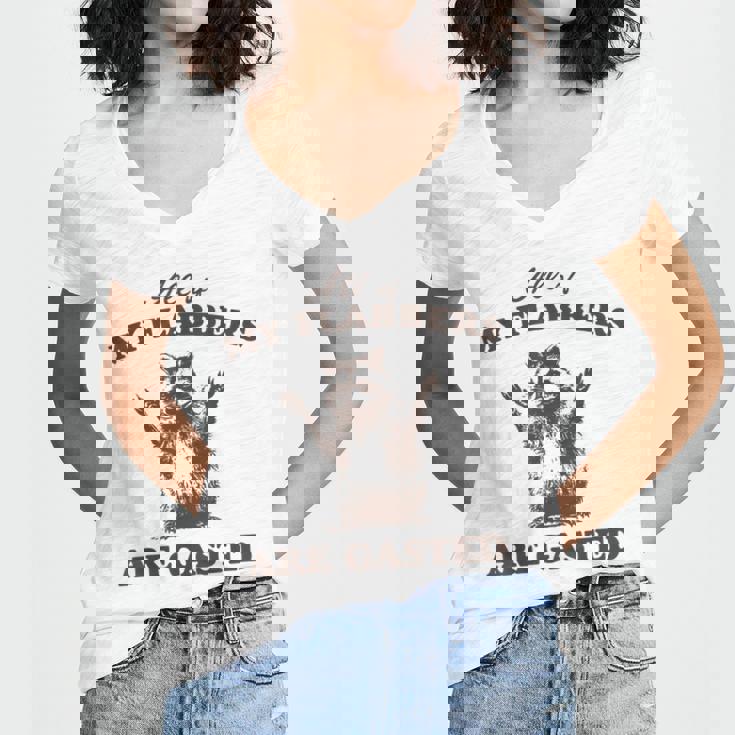 Quirky Raccoon Women's V-Neck T-Shirt - Humor & Style