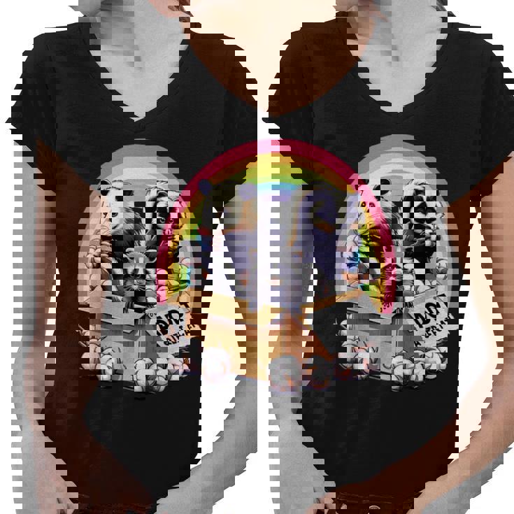 Adopt A Street Cat Opossum Raccoon Skunk Vintage Women's V-Neck T-Shirt