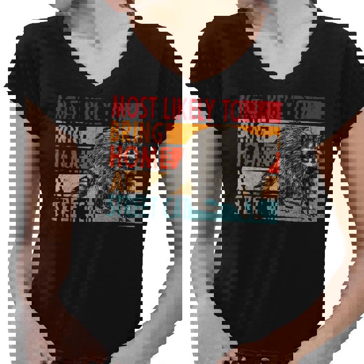 Adopt A Street Cat Shirt Street Cat Funny Raccoon Lovers Women's V-Neck T-Shirt