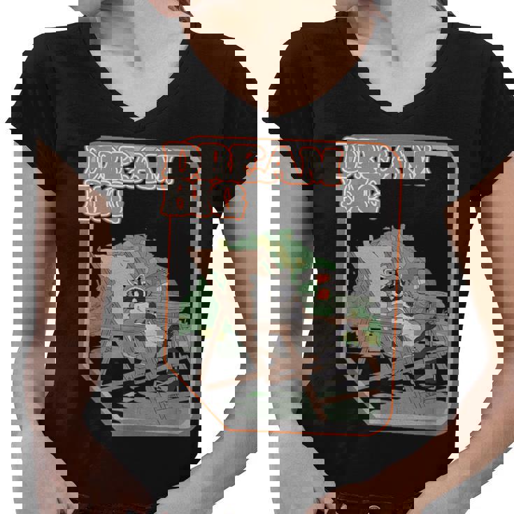 Dream Big Raccoon Women's V-Neck T-Shirt - Quirky Style