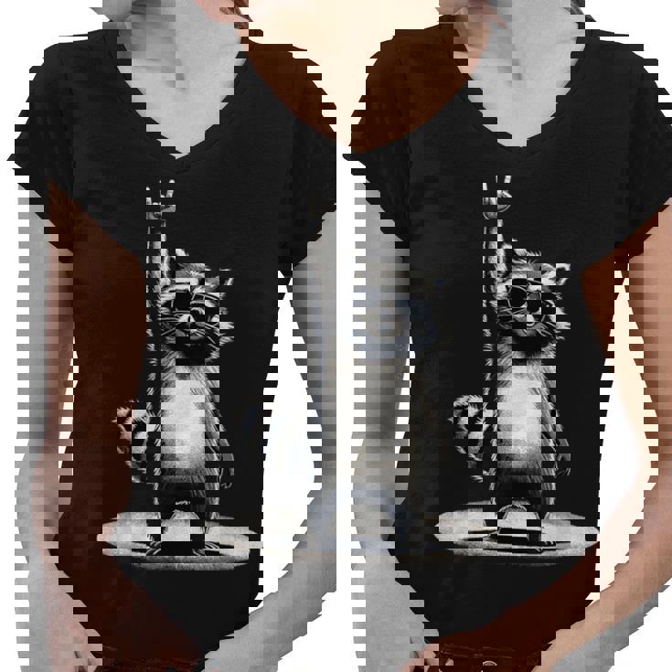 Feral Raccoon Meme Women's V-Neck T-Shirt – Quirky Humor