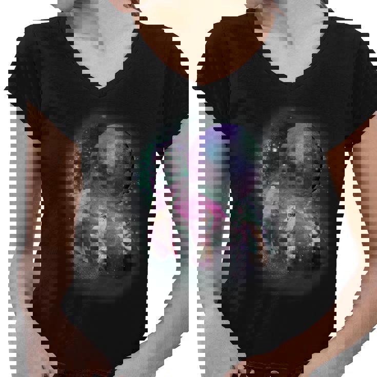 Ferrets Howling Moon Women's V-Neck T-Shirt | Fun Animal Design