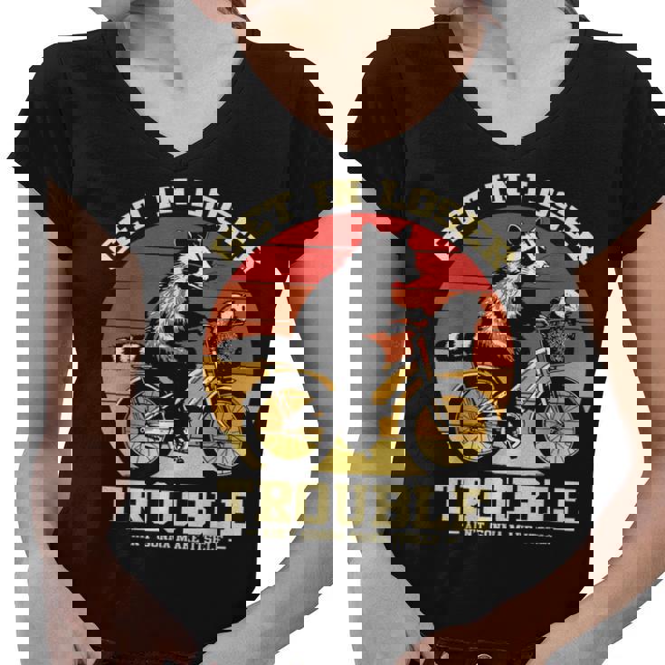 Get In Loser Raccoon Opossum V-Neck Tee - Women's Humorous Style