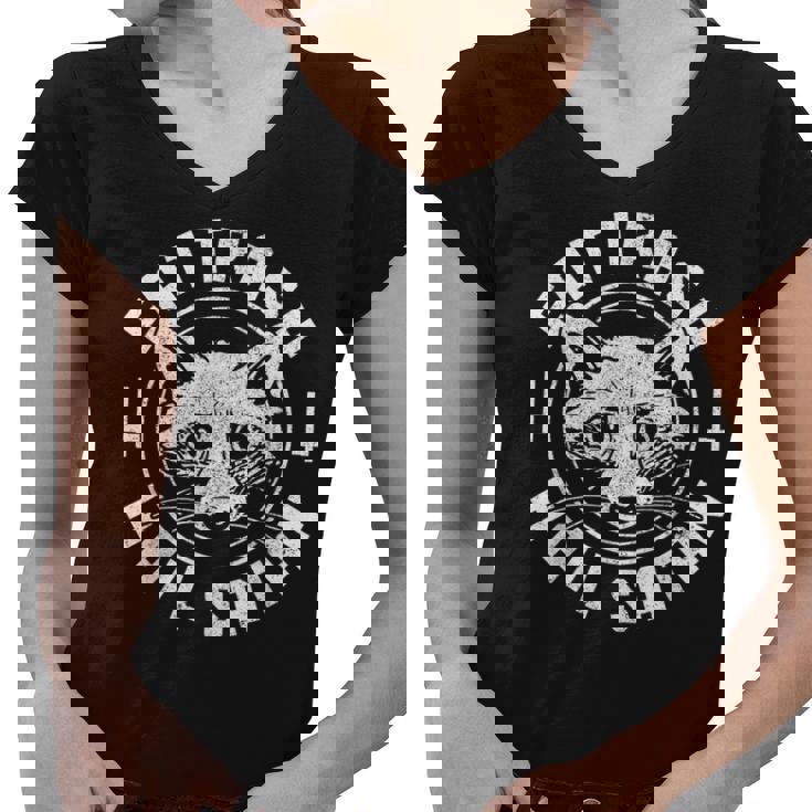 Gothic Raccoon V-Neck T-Shirt - Quirky Style for Edgy Women