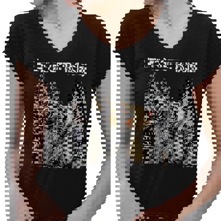 Let's Get Trashed Raccoon And Opossum Drinking Beer Women's V-Neck T-Shirt