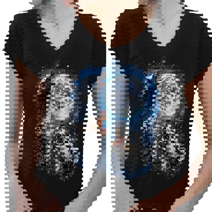 Opossum Raccoon Skunk Moon Meme V-Neck Tee for Animal Lovers