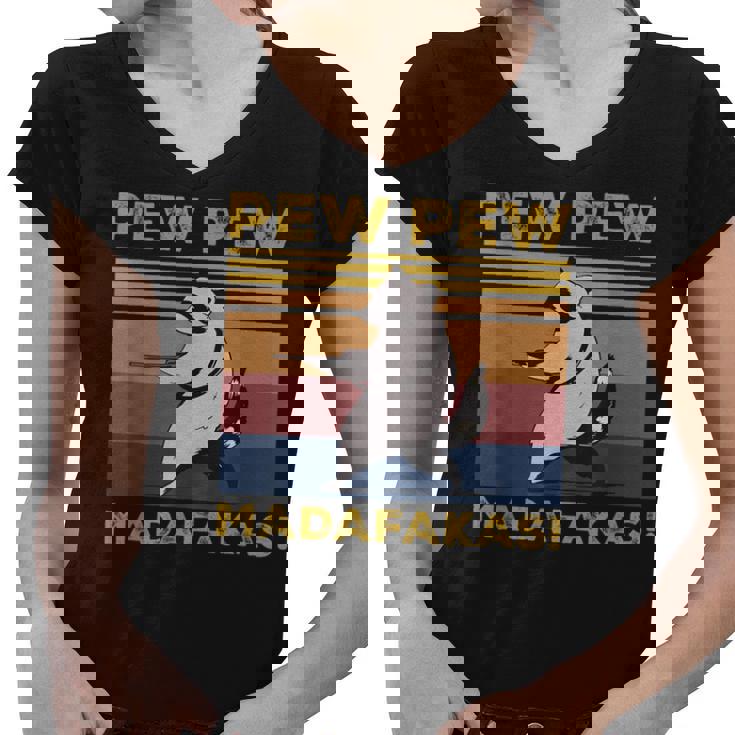 Pew Pew Madafakas Raccoon Lover Vintage Retro Women's V-Neck T-Shirt