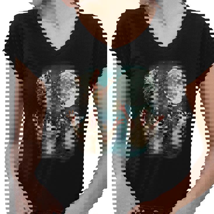 Possum Moon Meme Women's V-Neck T-Shirt | Quirky Opossum Design