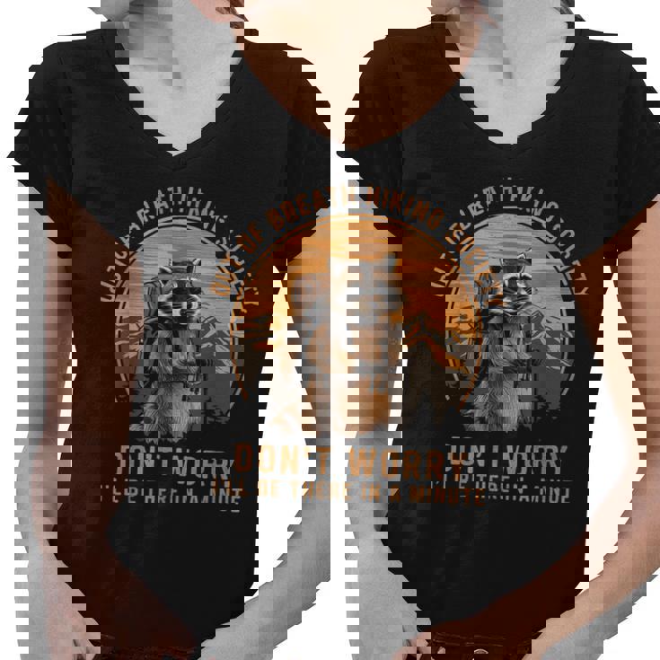 Raccoon Hiking Vintage V-Neck | Women's Tee - Outdoors Enthusiasts