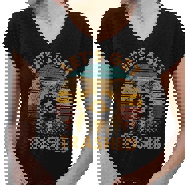 Raccoon Lovers Let's Get Trashed V-Neck T-Shirt - Women's Small