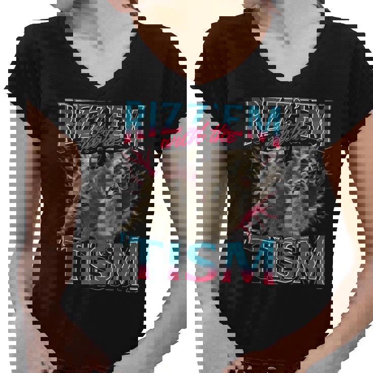 Raccoon Meme Autistic Empowerment Women's V-Neck T-Shirt