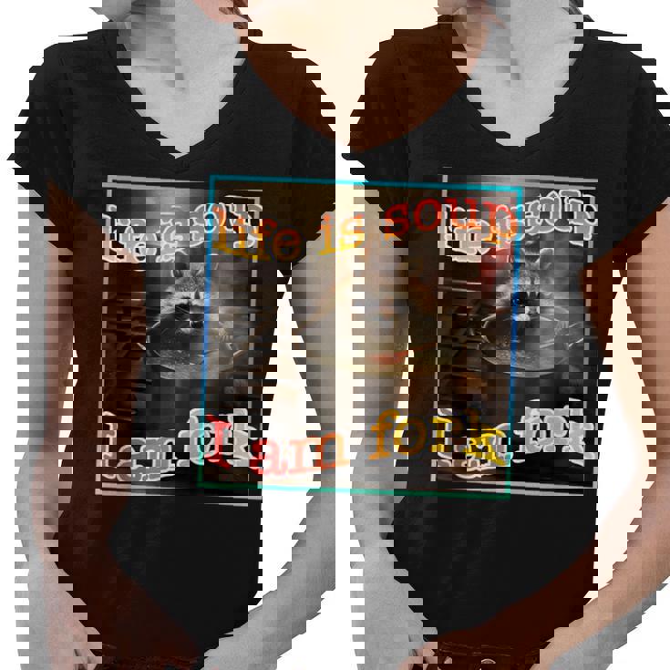 Raccoon Meme V-Neck T-Shirt for Women – Humorous and Quirky