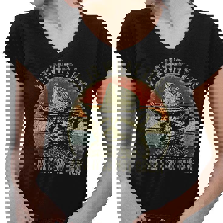 Raccoon Trash Panda Women's V-Neck T-Shirt - Playful Attitude Twist