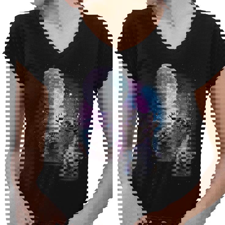 Raccoon V-Neck T-Shirt - Mystical Moon Theme | Women's Tee