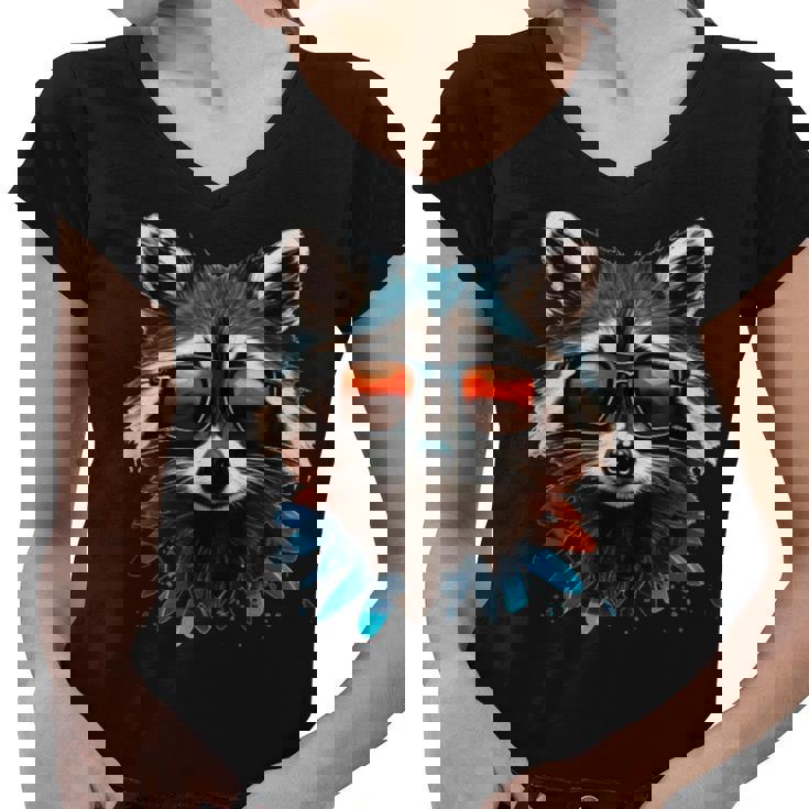 Raccoon Women's V-Neck T-Shirt | Stylish Urban Wildlife Theme