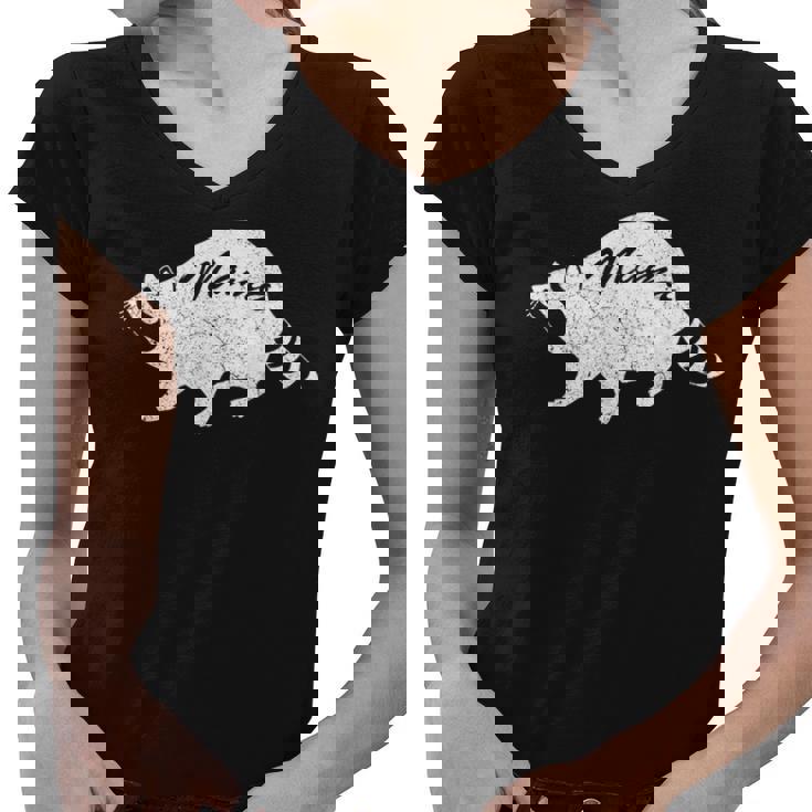 Retro Raccoon Women's V-Neck T-Shirt - Vintage Moon Theme