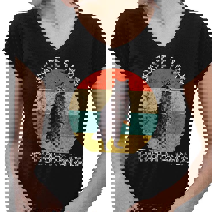 Save the Trash Panda | Retro Raccoon Women's V-Neck T-Shirt