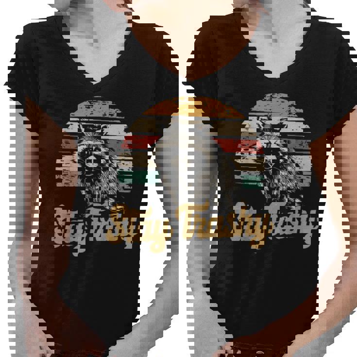 Stay Trashy Opossum & Raccoon Meme Women's V-Neck T-Shirt - Fun