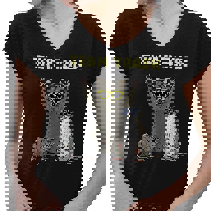 Team Trash Opossum & Raccoon Women's V-Neck T-Shirt | Fun Animal Gang
