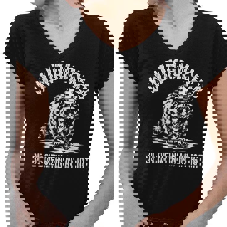 Undiagnosed But Something Ain't Right Cowboy Raccoon Women's V-Neck T-Shirt