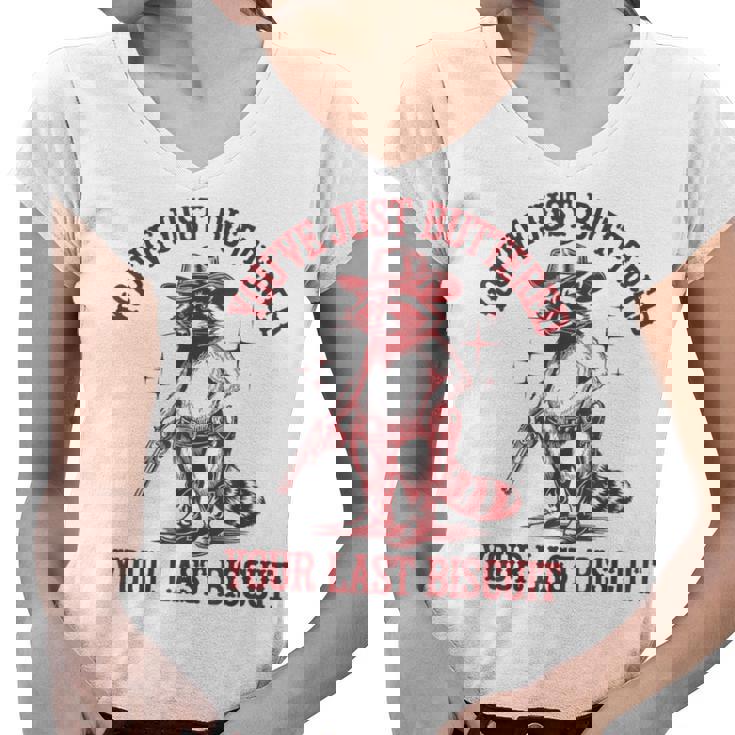 Cowboy Raccoon Women's V-Neck T-Shirt - Humorous Statement