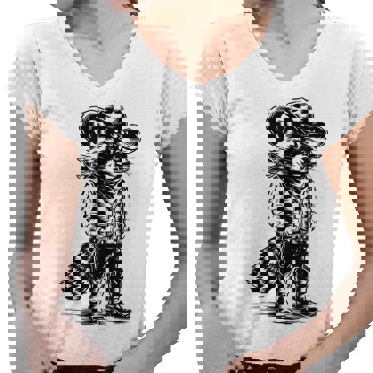 Raccoon Cowboy and Cowgirl Western V-Neck Country T-Shirt for Men & Women