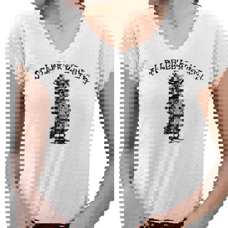 Raccoon Cowboy Women's V-Neck T-Shirt - Playful Humor - Wild West Fun