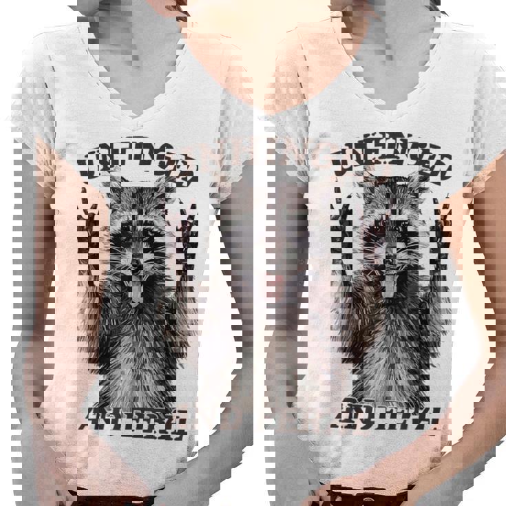 Raccoon Feral Retro T-Shirt - Summer Style V-Neck for Women