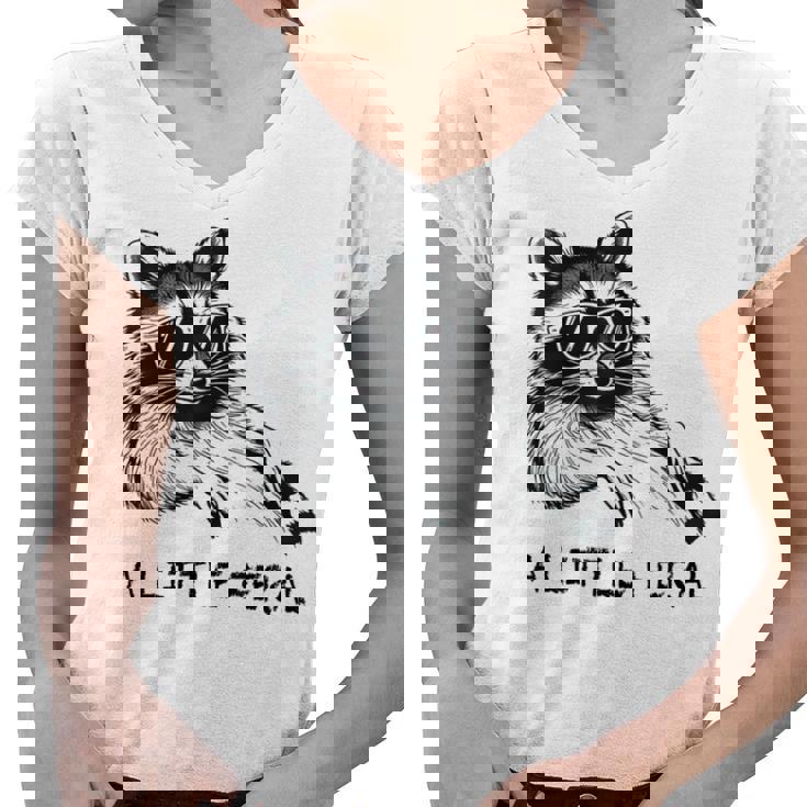 Raccoon V-Neck T-Shirt for Women - Moonlit Trash Panda Design