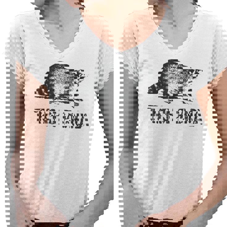 Raccoon V-Neck T-Shirt | Grey Short Sleeve for Women - Modern Print