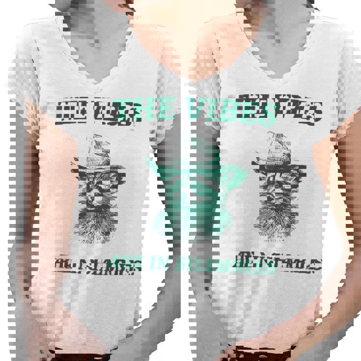 Sarcastic Raccoon Cowboy Women's V-Neck T-Shirt | Playful Vibes