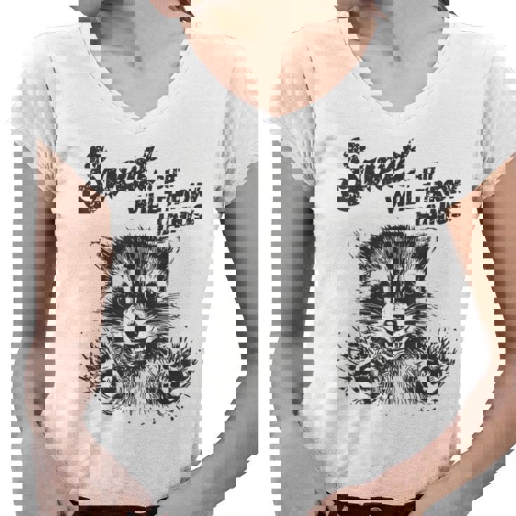 Sarcastic Raccoon Women's V-Neck T-Shirt - Sweet But Sassy